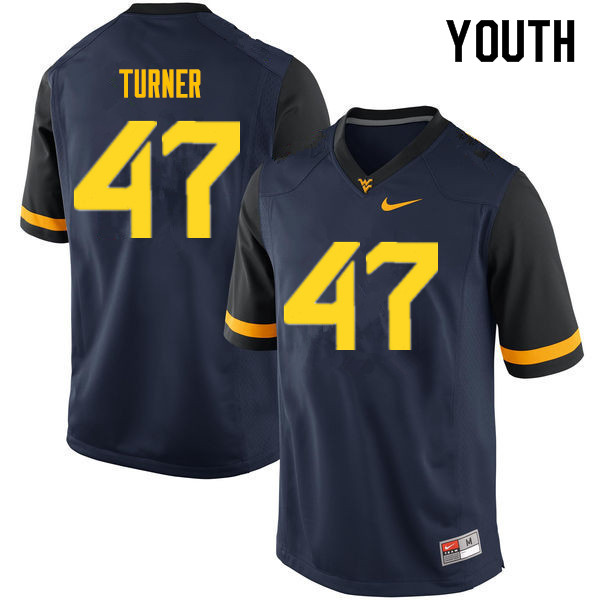 Youth #47 Joseph Turner West Virginia Mountaineers College Football Jerseys Sale-Navy - Click Image to Close